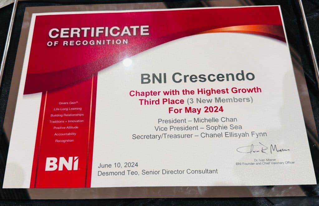 BNI Crescendo Singapore Chapter Celebration